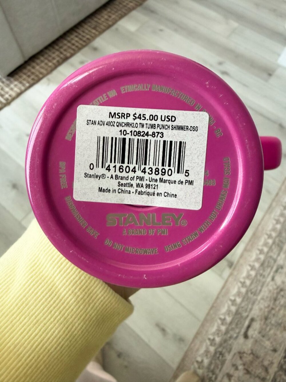 "Punch Shimmer" Shimmery Pink Stanley Tumbler 40oz. - DSG - Picture 3 of 7